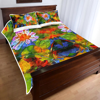 Quilt Bed Set - Petunia Flower - Luxtrini, LLC