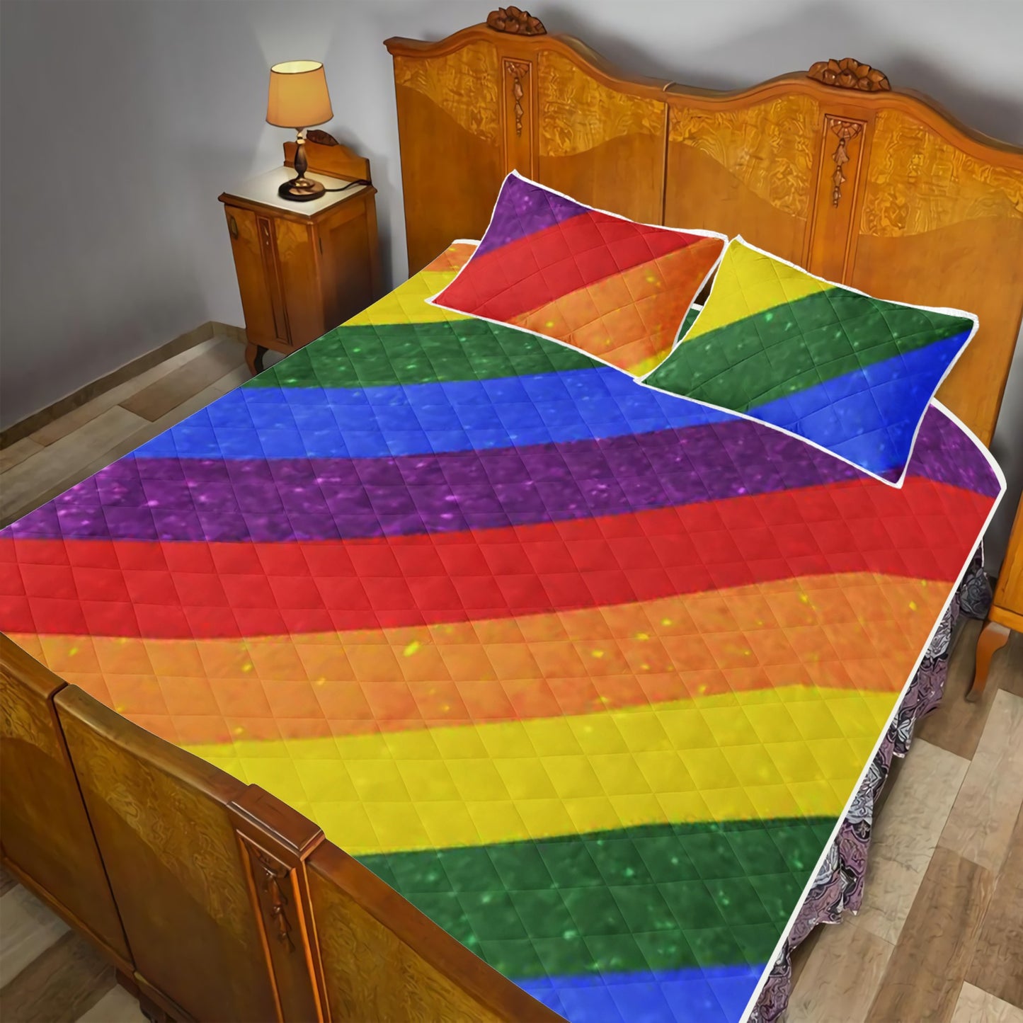 Quilt Bed Set - LGBT Pride Motif Pattern - Luxtrini, LLC