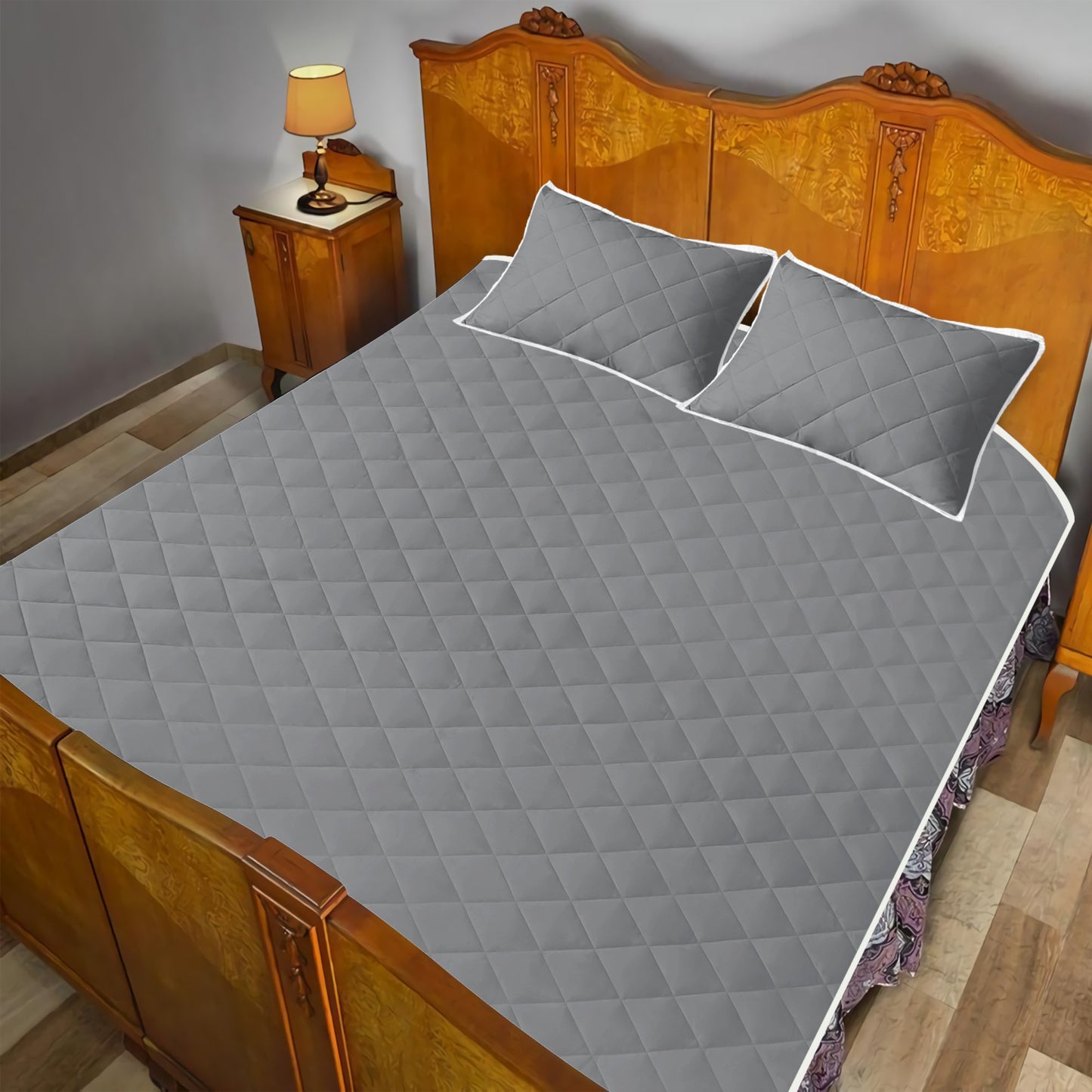 Quilt Bed Set -Basic Gray - Luxtrini, LLC