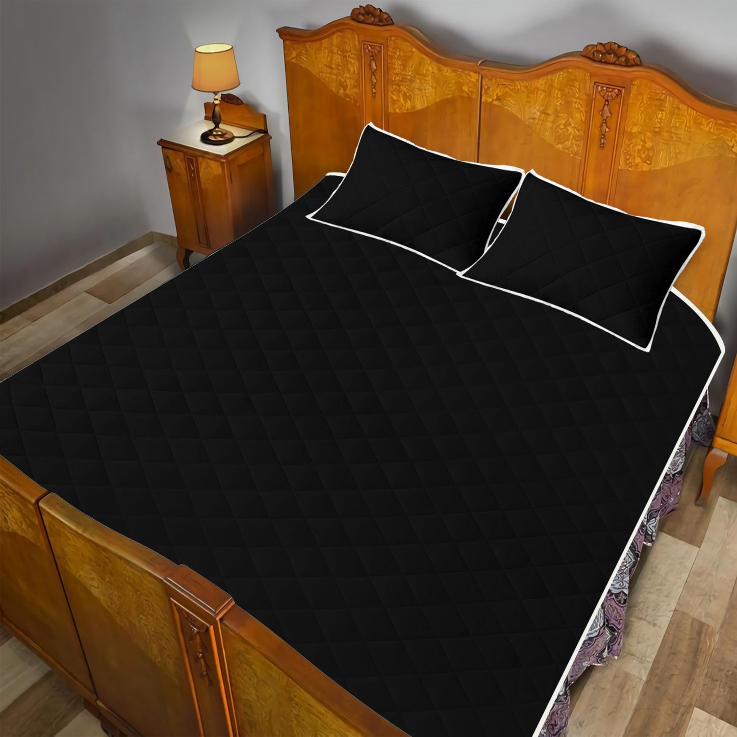 Quilt Bed Set - Black - Luxtrini, LLC