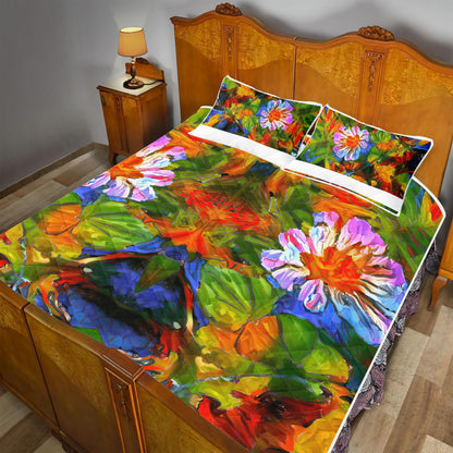 Quilt Bed Set - Petunia Flower - Luxtrini, LLC