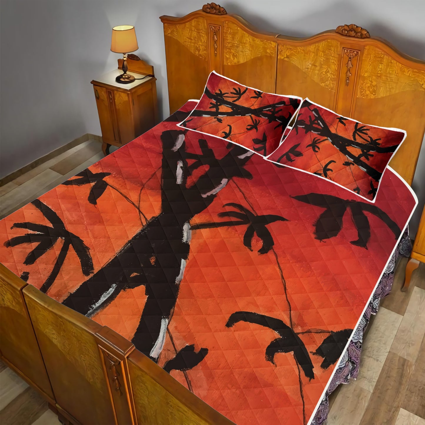 Quilt Bed Set - Bamboo at Sunset - Luxtrini, LLC