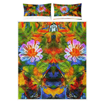 Quilt Bed Set - Petunia Flower - Luxtrini, LLC