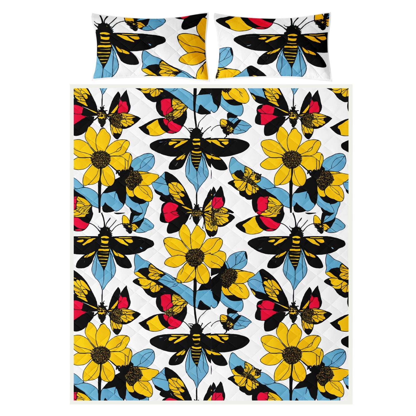 Bees and Sunflowers Quilt Bed Set