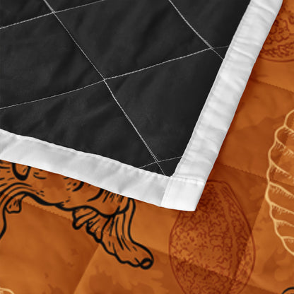 Quilt Bed Set - Sea Shell Ocean Design in Orange - Luxtrini, LLC