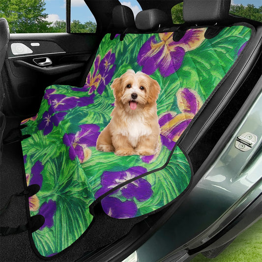 Blue Flag Iris on Green Pet Seat Covers - Luxtrini, LLC