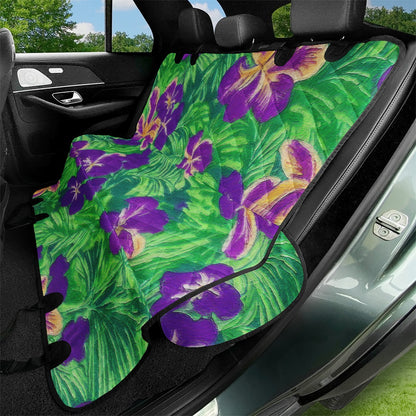 Blue Flag Iris on Green Pet Seat Covers - Luxtrini, LLC