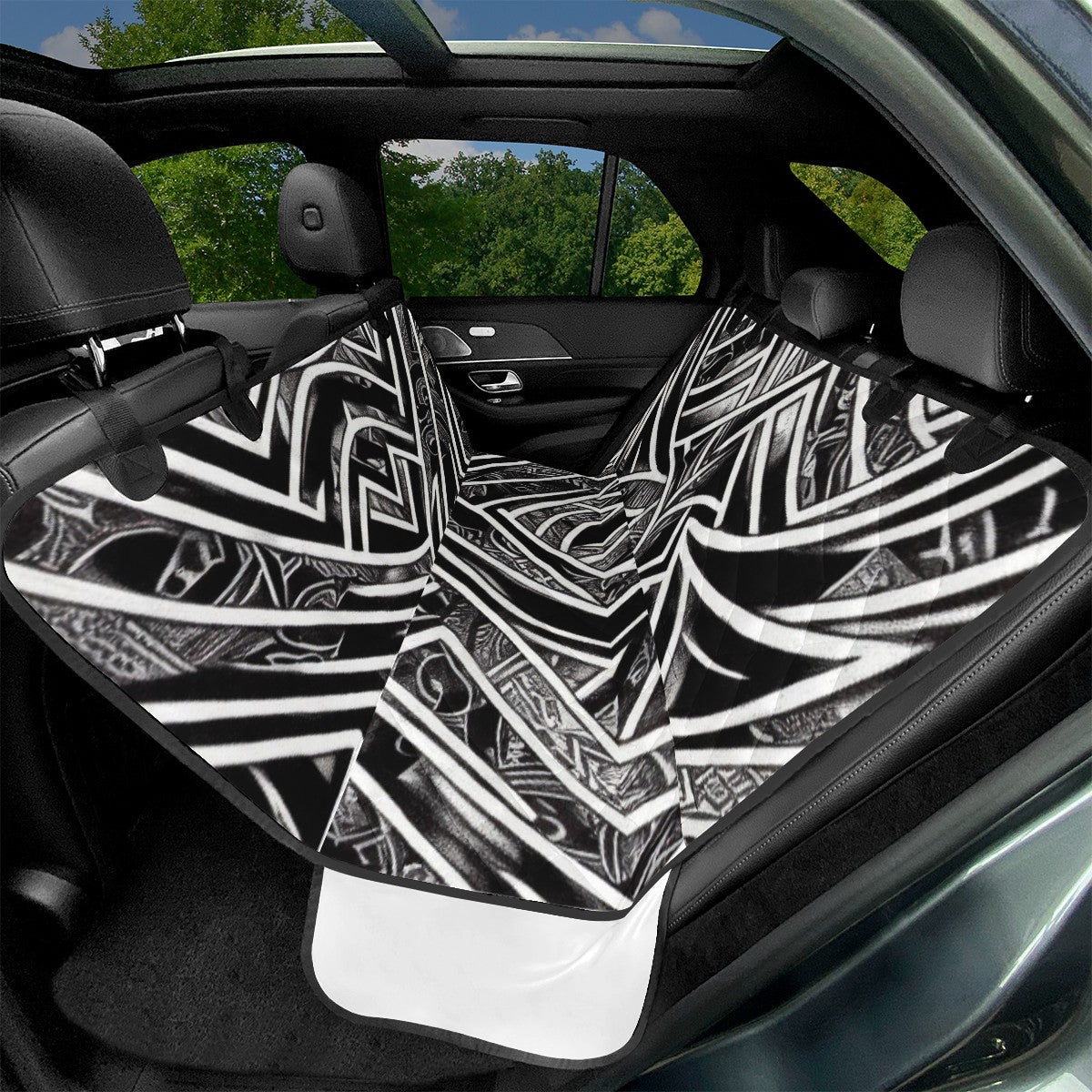 Black and White Polynesian Pet Seat Covers