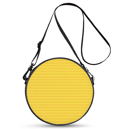 African | Ethnic | Mudcloth | #14 Yellow Round Satchel Bags