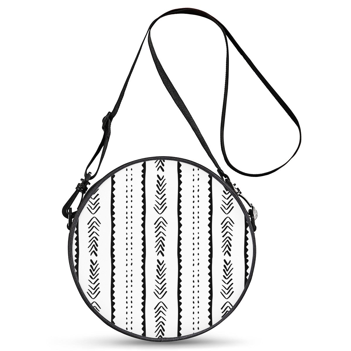 Mudcloth Pattern #20 Round Satchel Bags