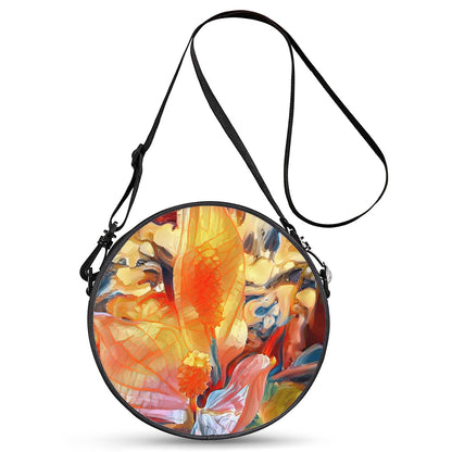 Golden Peace Lily Round Satchel Bags