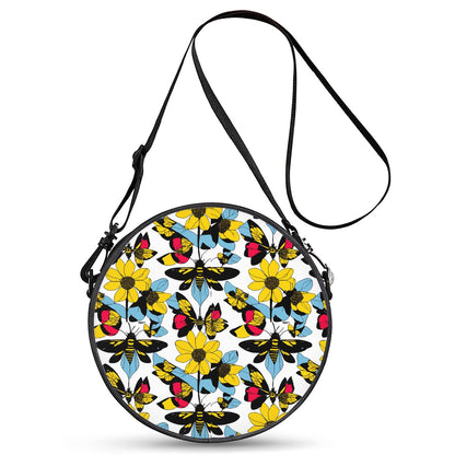 Bees and Sunflowers Round Satchel Bags