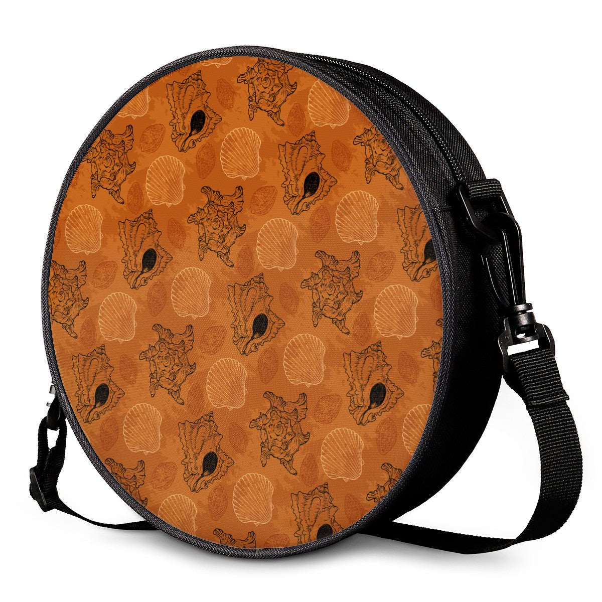 Sea Shell Ocean Design in Orange Round Satchel Bags