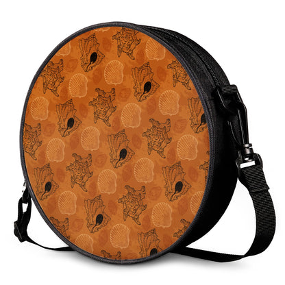 Sea Shell Ocean Design in Orange Round Satchel Bags