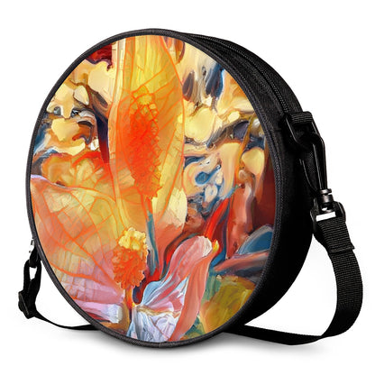 Golden Peace Lily Round Satchel Bags