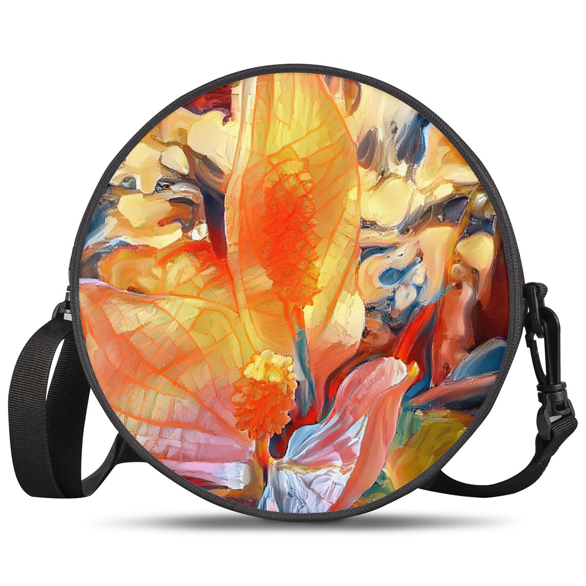 Golden Peace Lily Round Satchel Bags