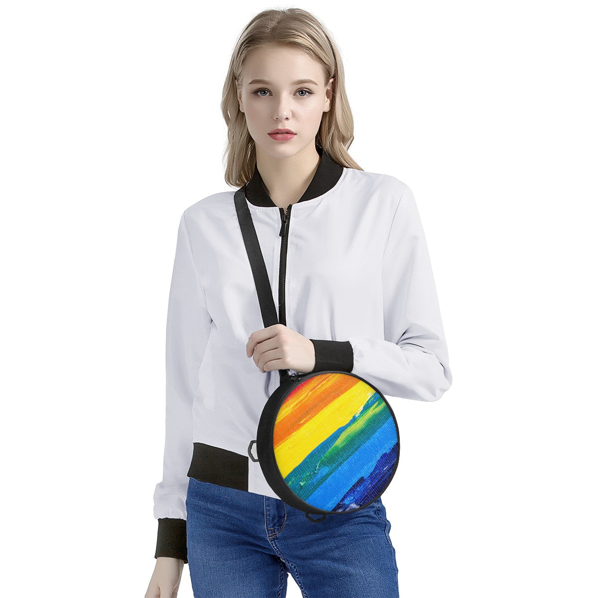 Rainbow Painting Round Satchel Bags