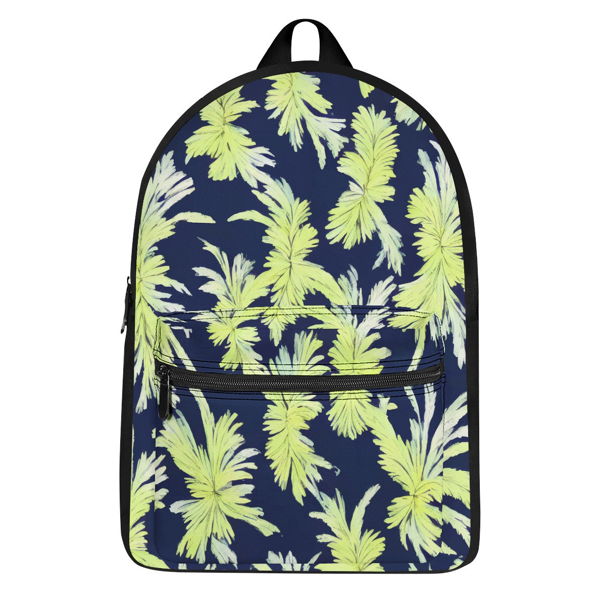 Palm Fronds - Lime Green and Black Canvas Backpack