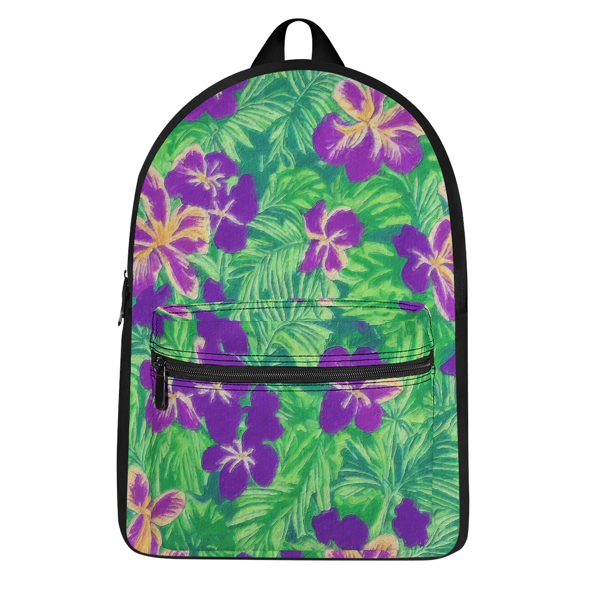 Blue Flag Iris on Green Canvas Backpack - Luxtrini, LLC