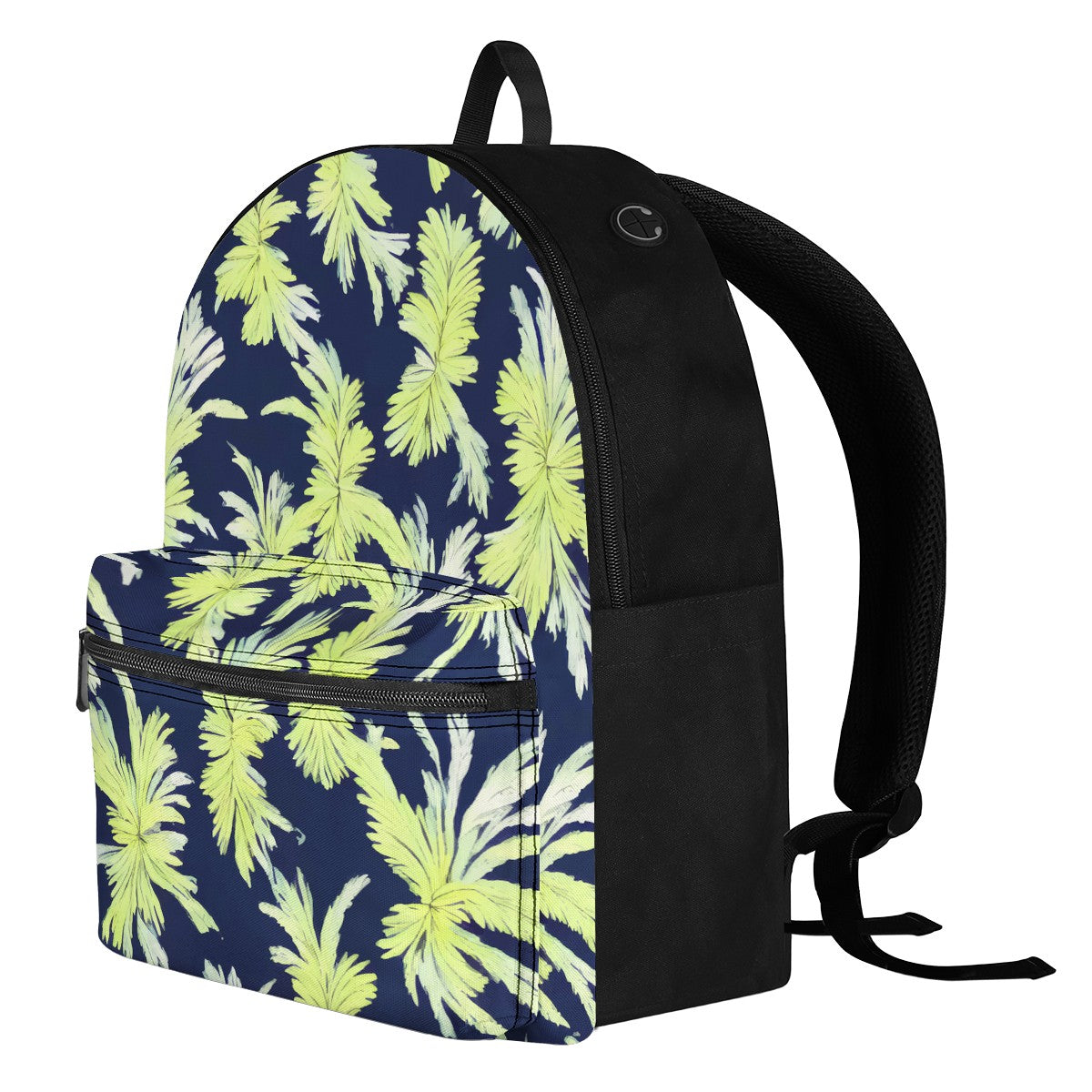 Palm Fronds - Lime Green and Black Canvas Backpack