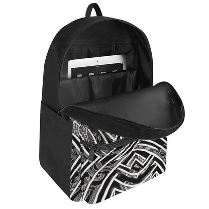 Black and White Polynesian Canvas Backpack