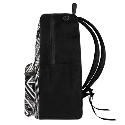 Black and White Polynesian Canvas Backpack