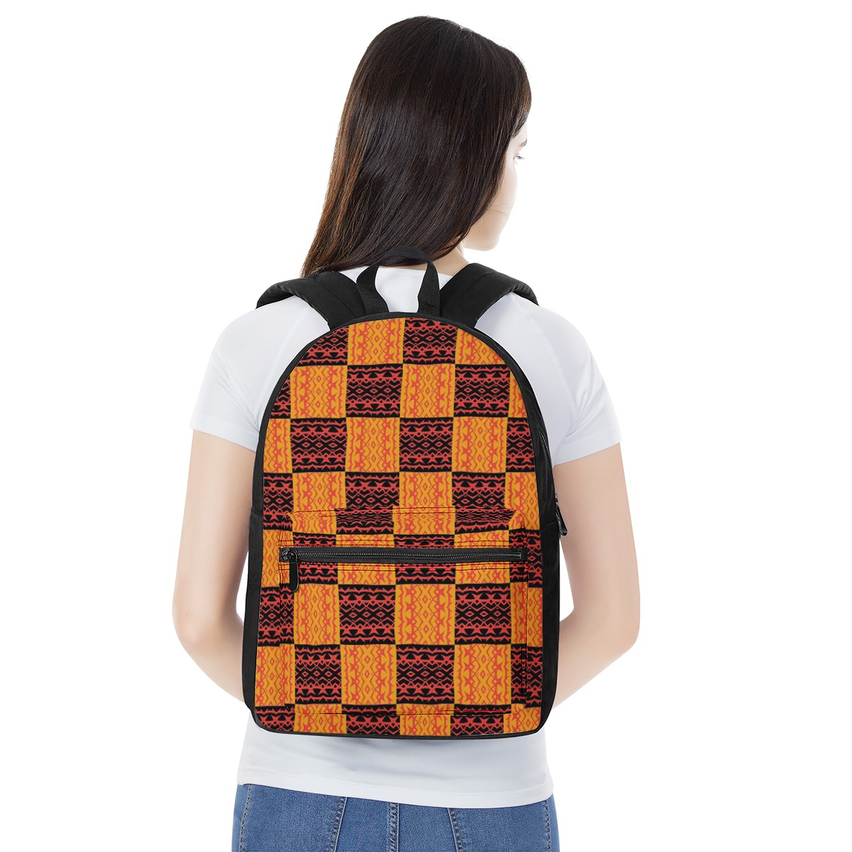 Black and Orange Tribal Design -  Canvas Backpack