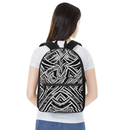 Black and White Polynesian Canvas Backpack