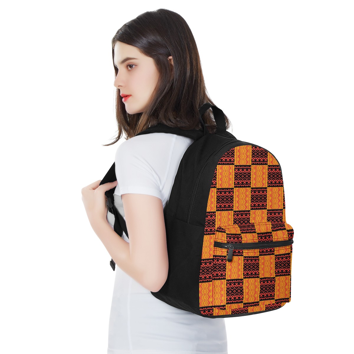 Black and Orange Tribal Design -  Canvas Backpack