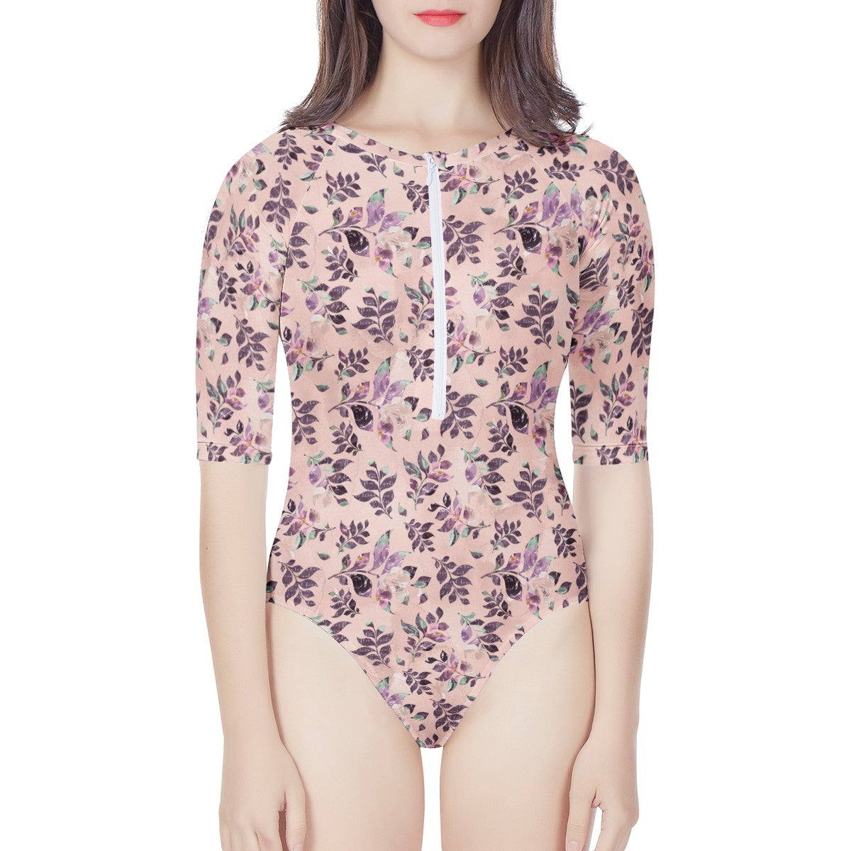 Sangria Women's Long Sleeve One Piece Swimsuit