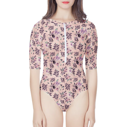 Sangria Women's Long Sleeve One Piece Swimsuit