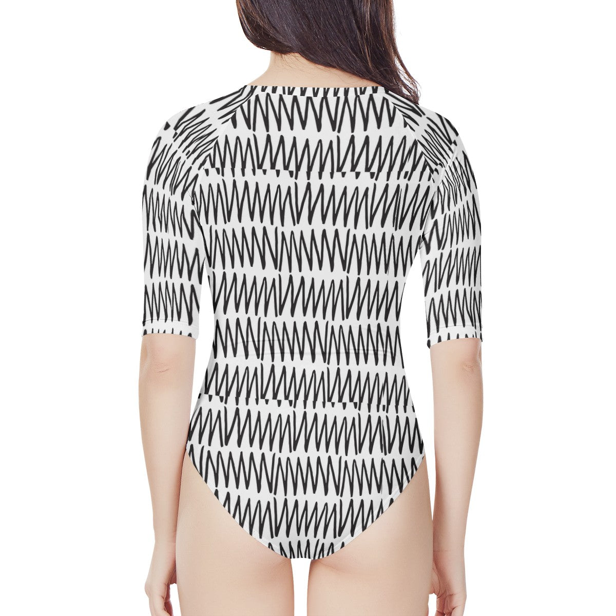 African Mudcloth #19 Women's Long Sleeve One Piece Swimsuit