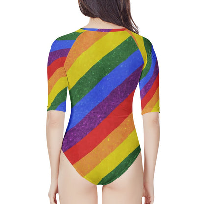 LGBT Pride Motif Pattern Women's Long Sleeve One Piece Swimsuit