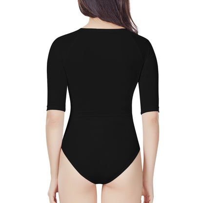 Black Women's Long Sleeve One Piece Swimsuit