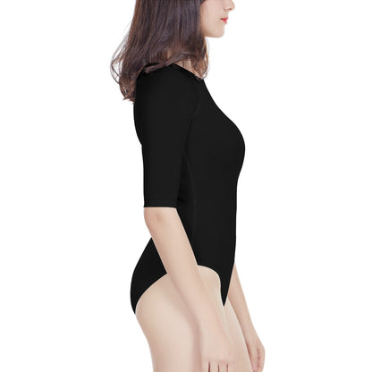 Black Women's Long Sleeve One Piece Swimsuit