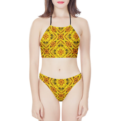 Yellow Toghu Cameroon New Women's High Neck Bikinis Swimsuit