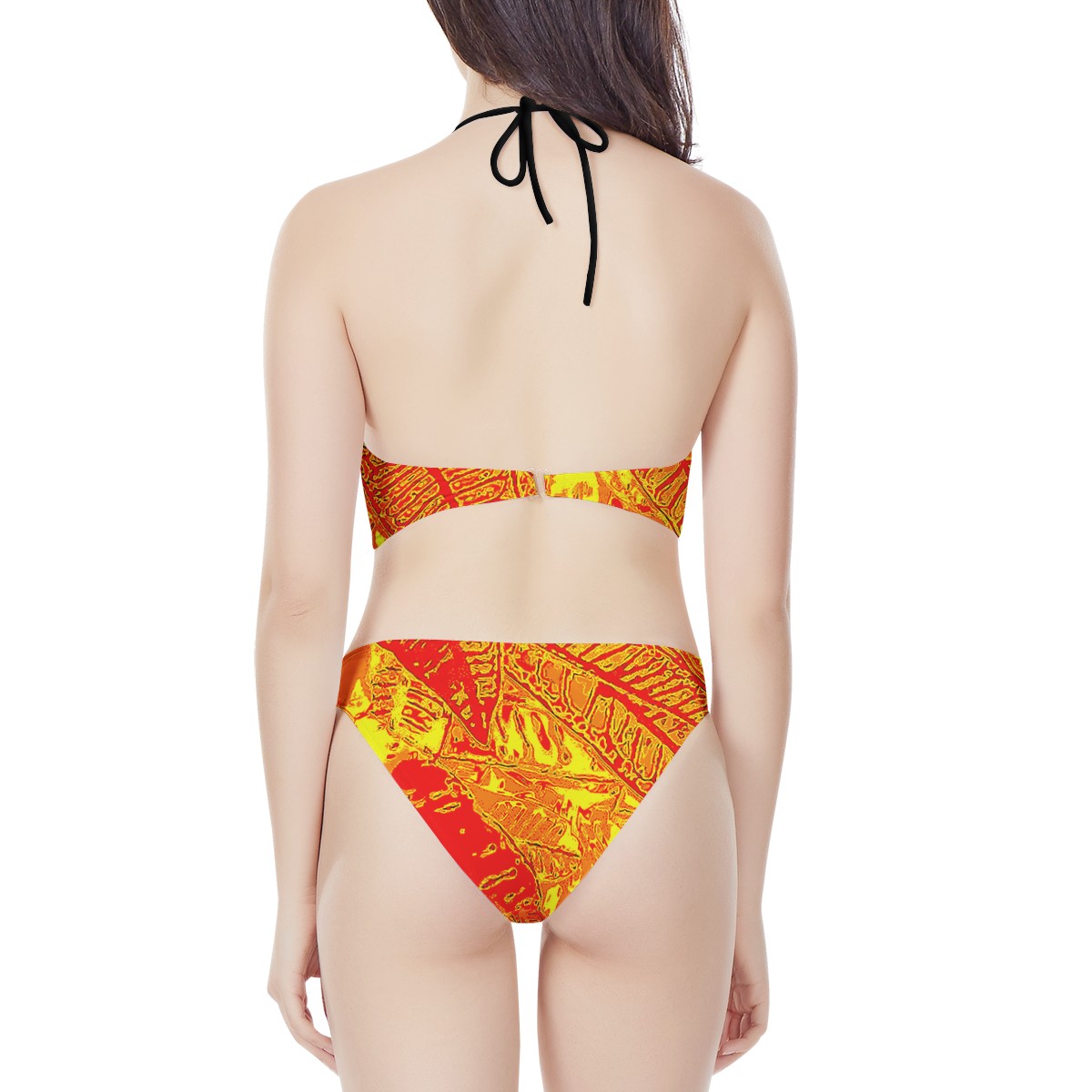 Orange Croton New Women's High Neck Bikinis Swimsuit