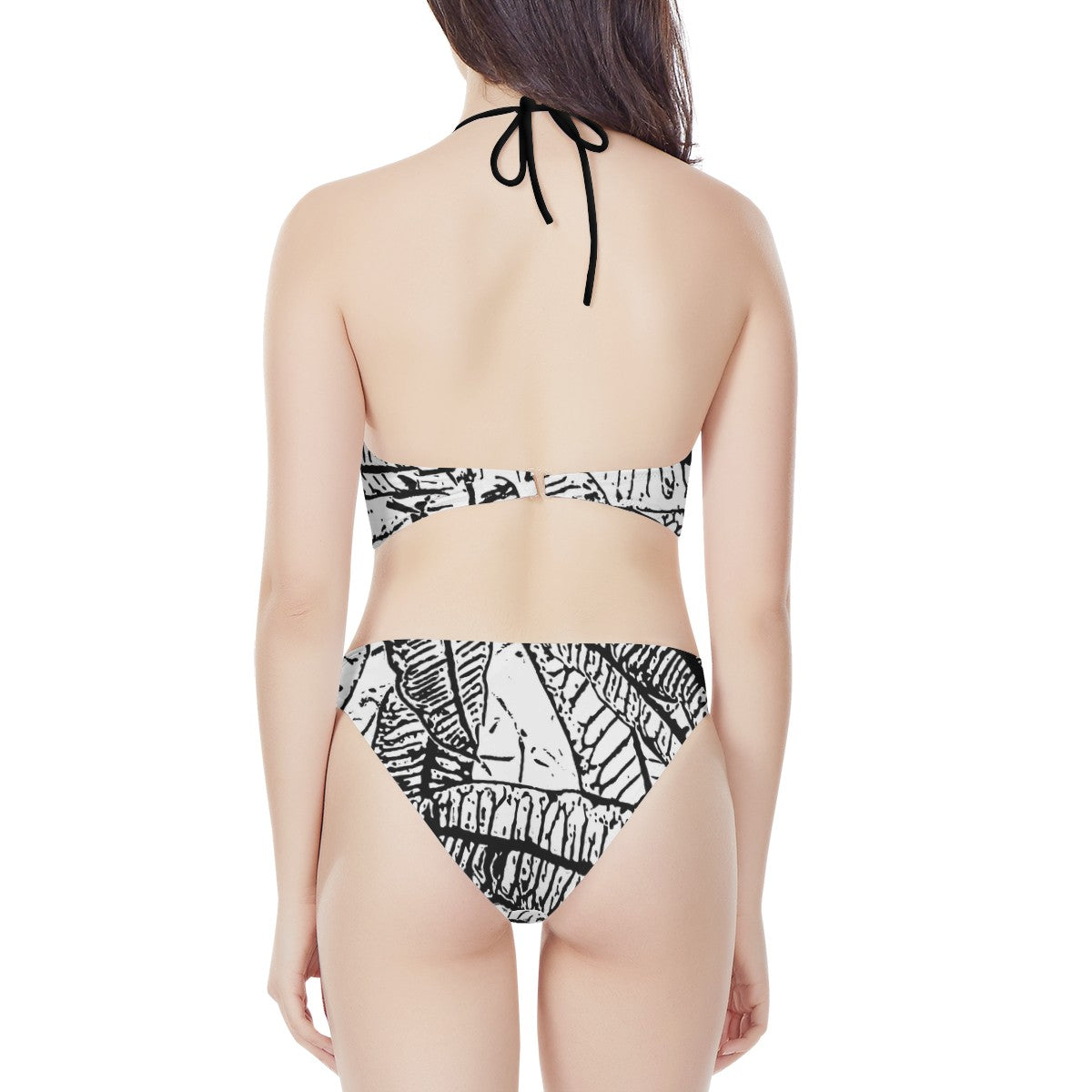 Black and White Croton New Women's High Neck Bikinis Swimsuit