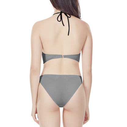 Silver Gray New Women's High Neck Bikinis Swimsuit
