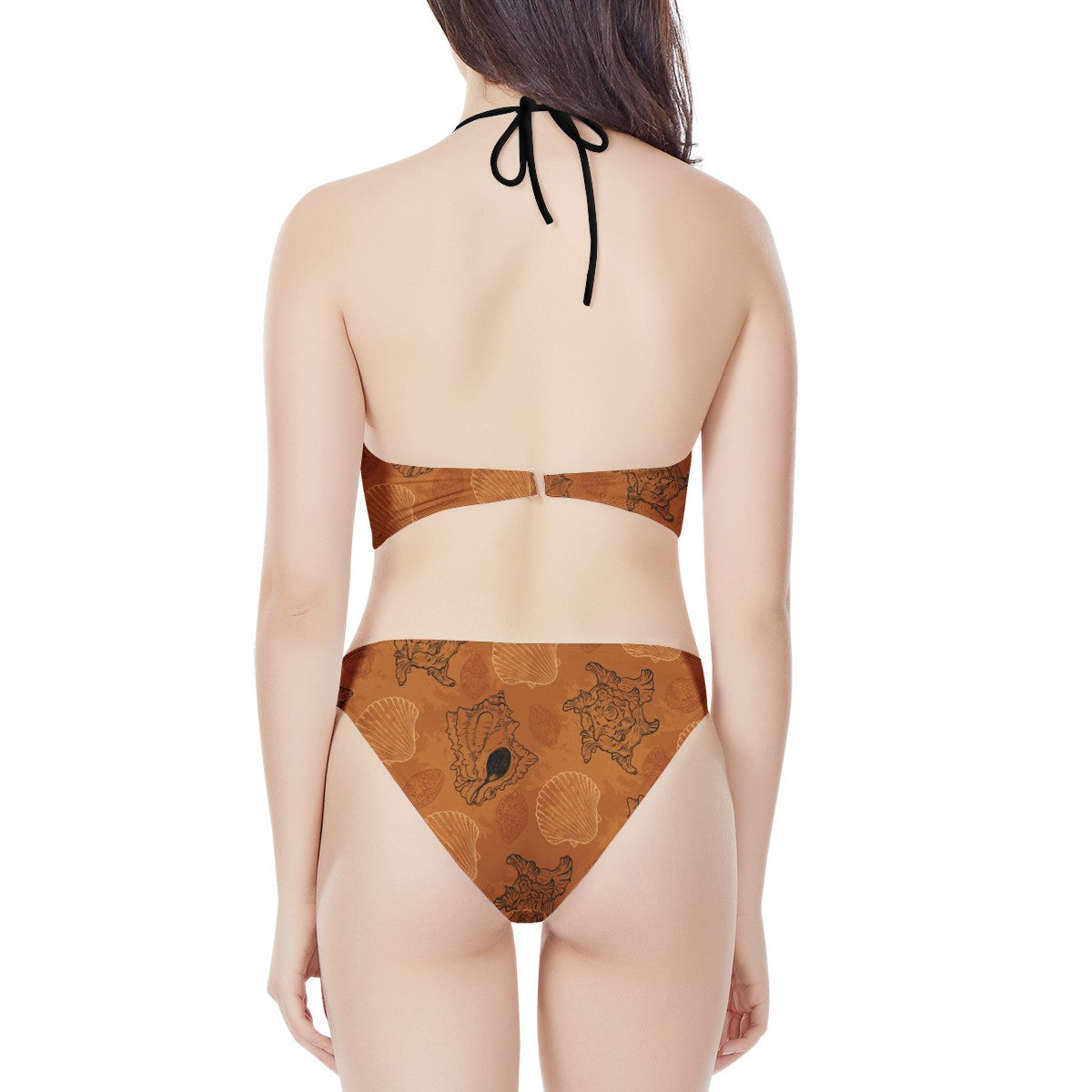 Seashell Ocean in Orange New Women's High Neck Bikinis Swimsuit