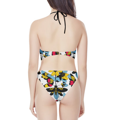 Bees and Sunflowers New Women's High Neck Bikinis Swimsuit