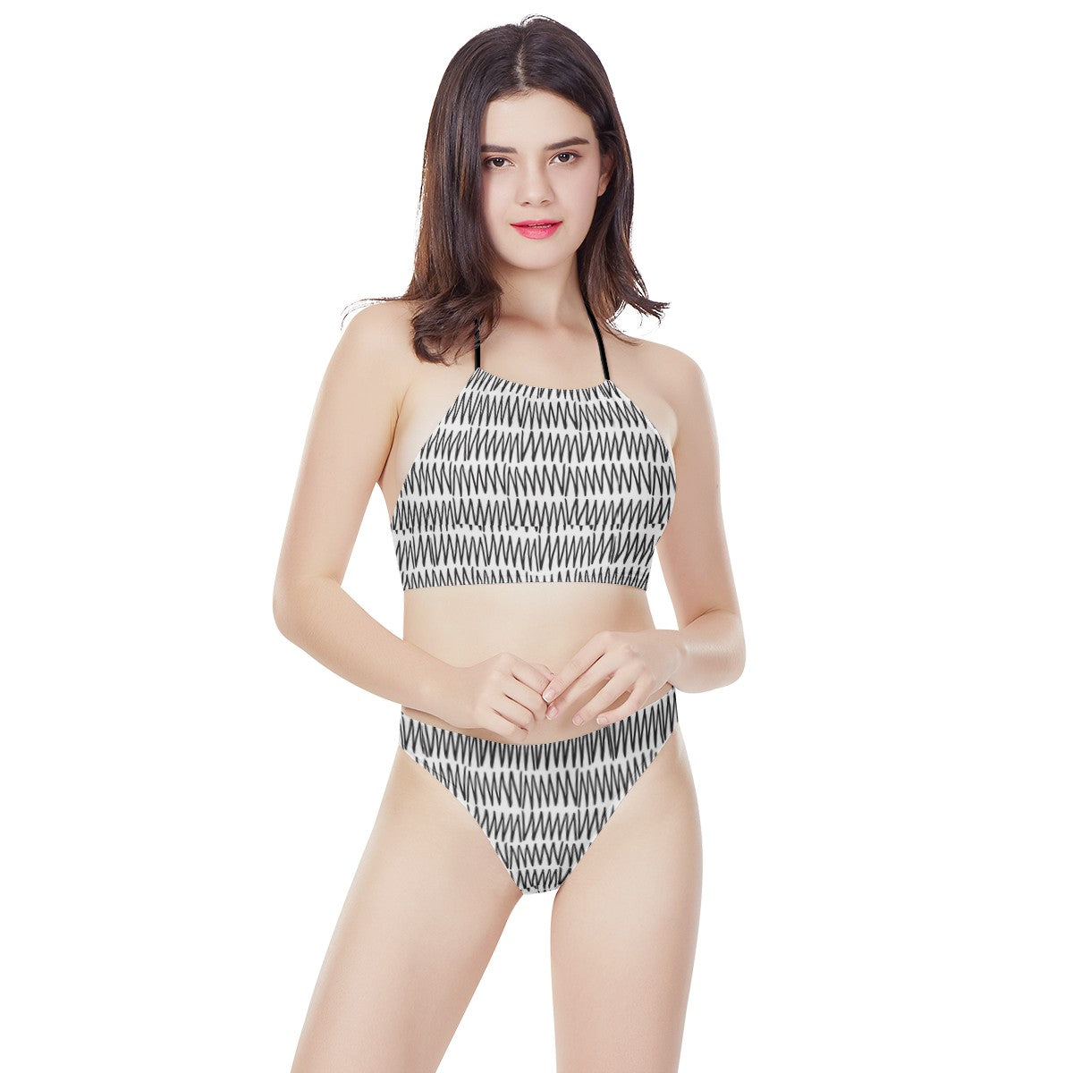 African Mudcloth #19 New Women's High Neck Bikinis Swimsuit