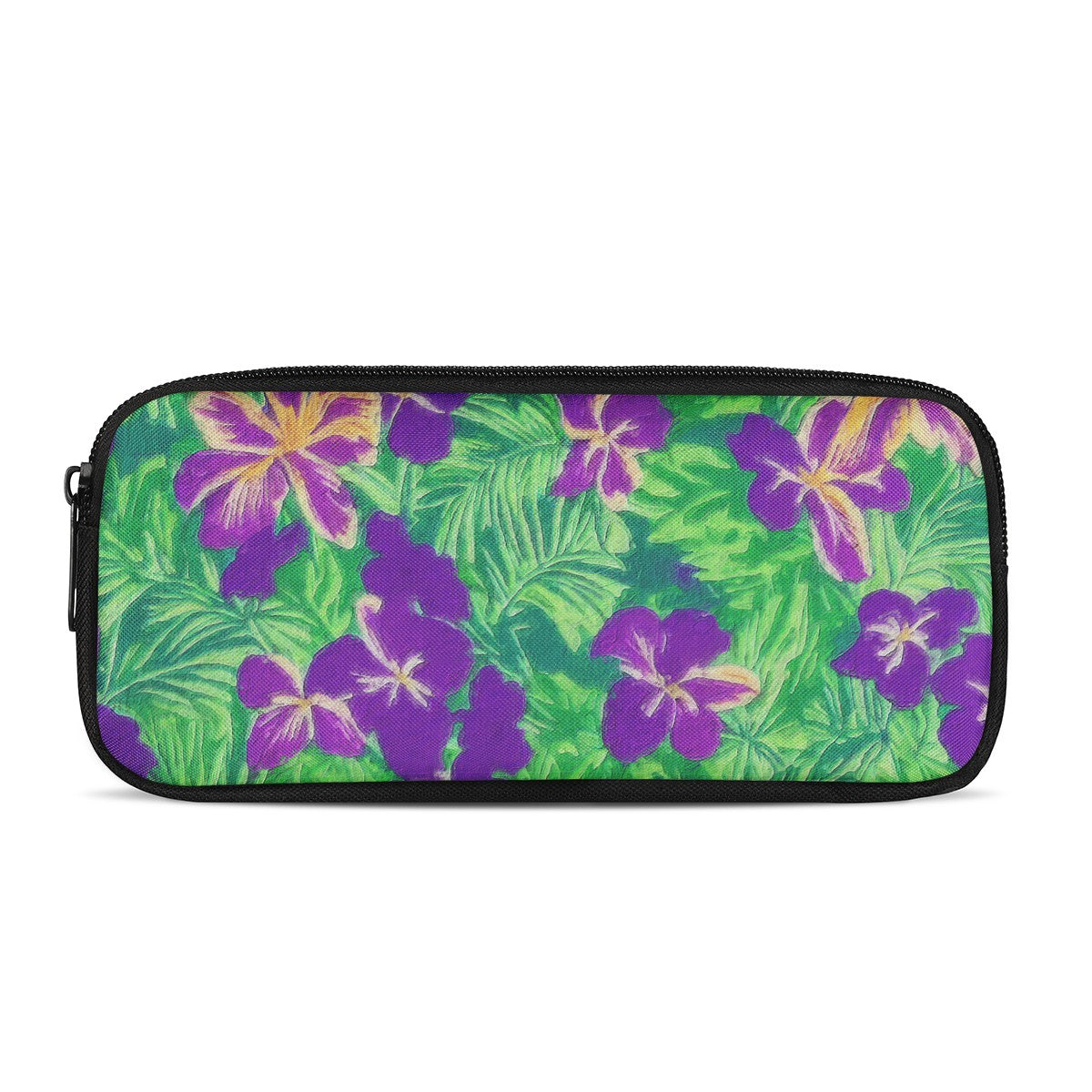 Blue Flag Iris on Green Pencil Bags - Luxtrini, LLC