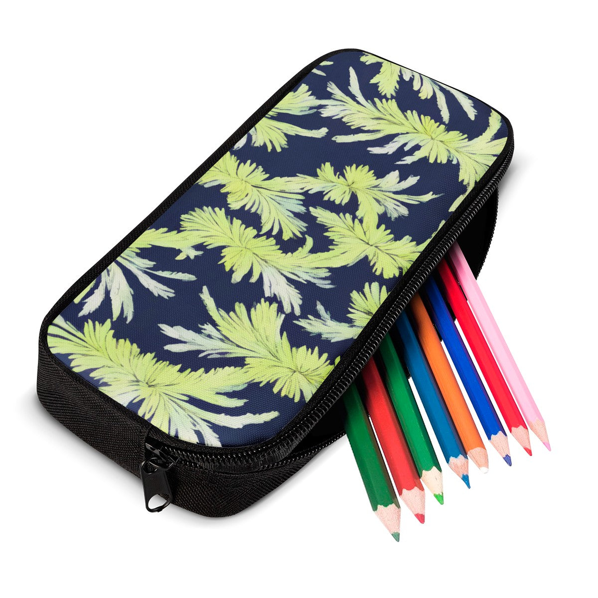 Palm Fronds - Lime Green and Black Pencil Bags