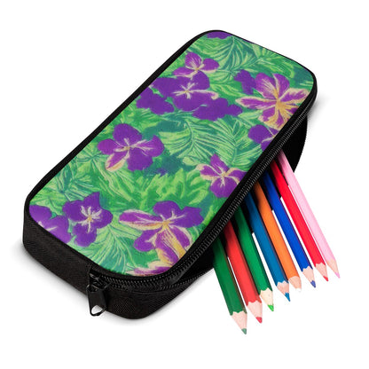 Blue Flag Iris on Green Pencil Bags - Luxtrini, LLC