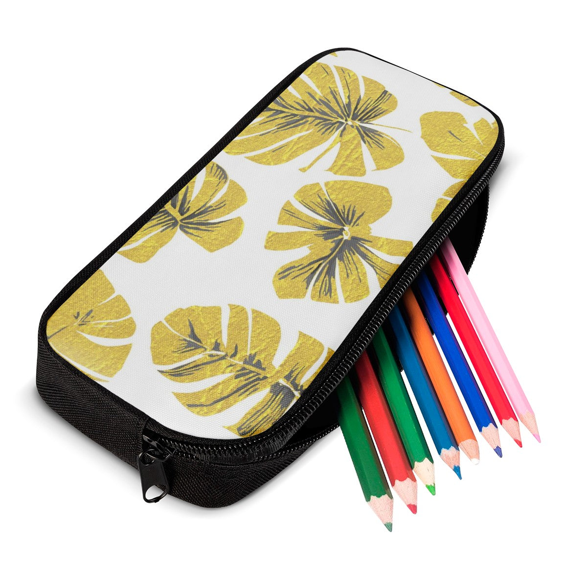 Gold Monstera Pencil Bags Universal ONESIZE