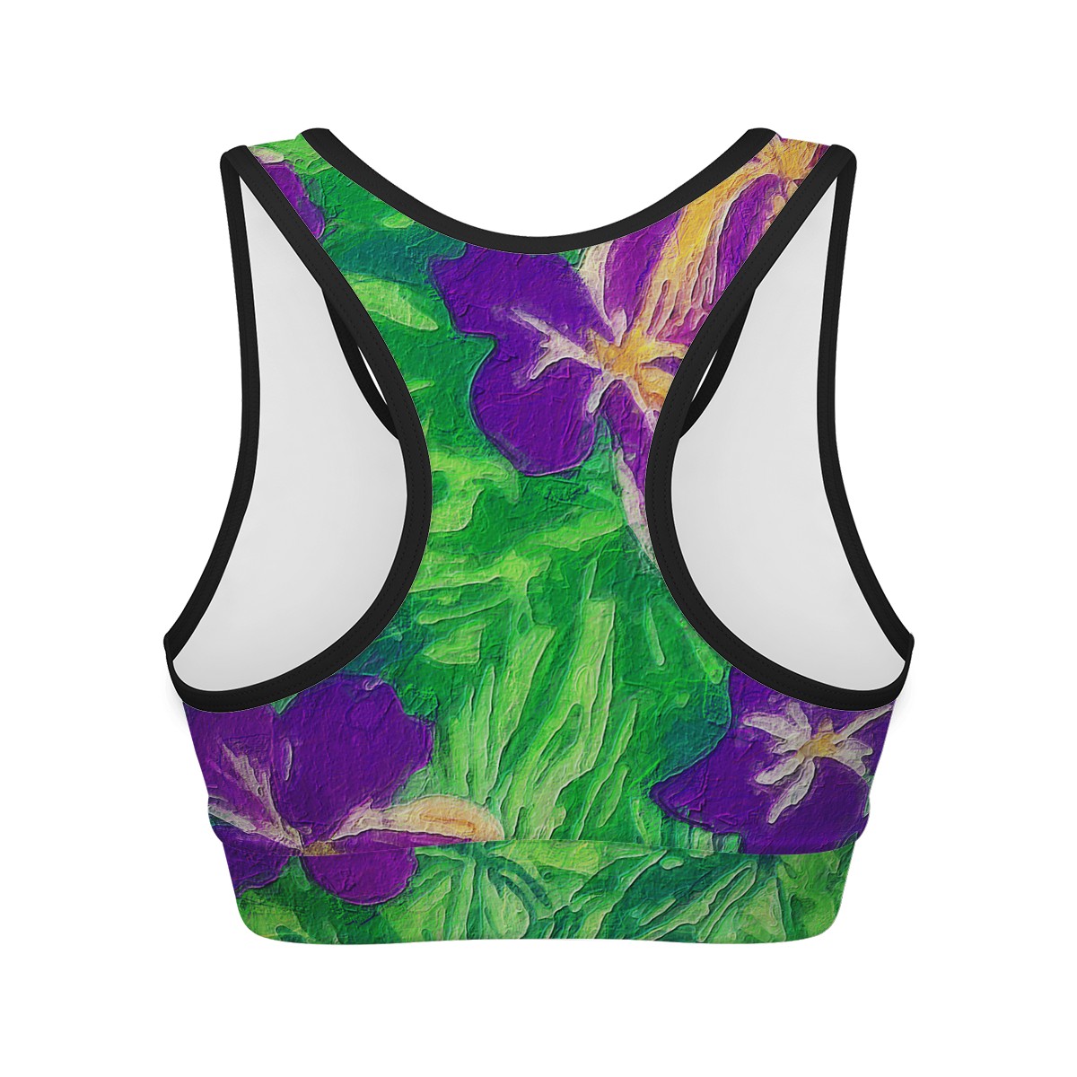 Blue Flag Iris on Green Women Sports Bras - Luxtrini, LLC