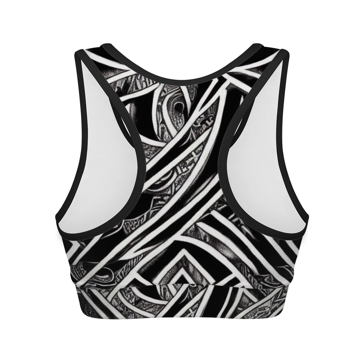 Black and White Polynesian Women Sports Bras