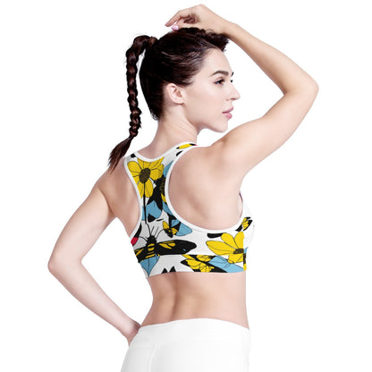 Bees and Sunflowers Women Sports Bras