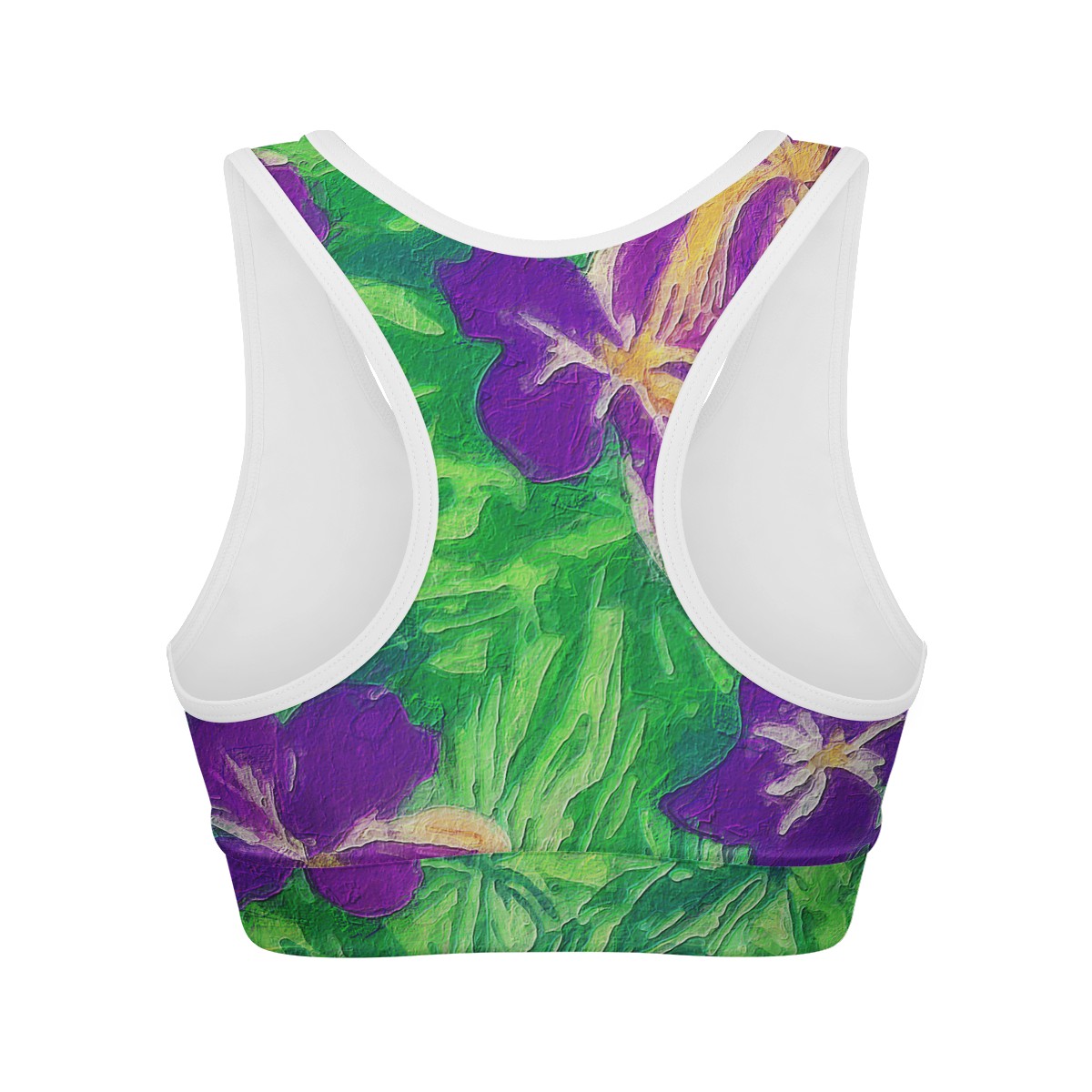 Blue Flag Iris on Green Women Sports Bras - Luxtrini, LLC